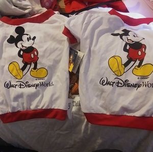 Two Disney Tails Mickey dog graphic t-shirts